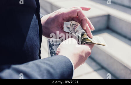 businessman counting money Stock Photo