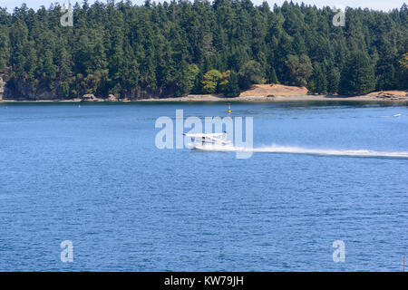 Sea Plane Taking Off Near Nanaimo, British Columbia Stock Photo