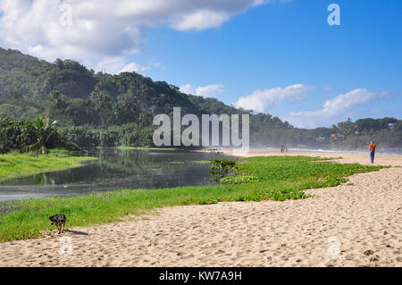 Morning walk along the beach near San Pancho, Mexico. Stock Photo