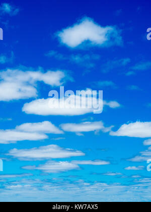 Cumulus humilis clouds in a deep blue sky. Stock Photo