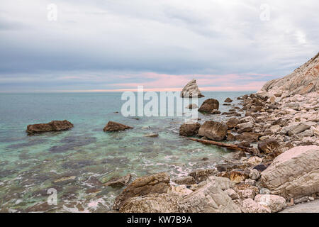 La Vela cliff in Portonovo beach, Conero Riviera, Ancona, Italy Stock Photo