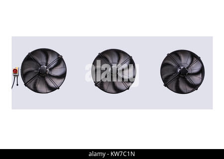 three ventilation air conditioner compressor fan isolate on white background Stock Photo