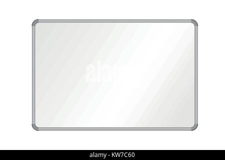 Realistic vector illustration of blank whiteboard with aluminum frame, isolated on white background Stock Vector