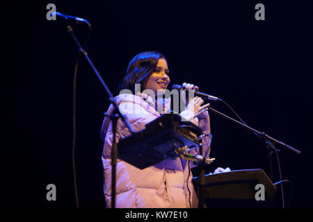 Edinburgh, Scotland 31st December 2017. Nina Nesbitt on stage in Princess Gardens as part of Edinburgh's Hogmanay. Pako Mera/Alamy Live News Stock Photo