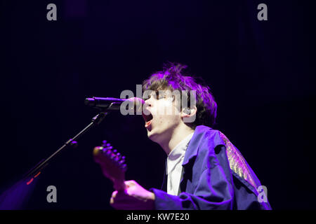 Edinburgh, Scotland 31st December 2017. Declan McKenna on stage in Princess Gardens as part of Edinburgh's Hogmanay.                                   Stock Photo