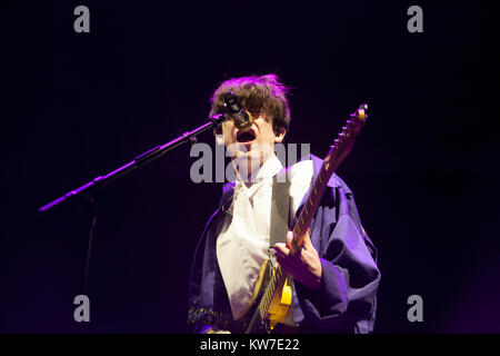 Edinburgh, Scotland 31st December 2017. Declan McKenna on stage in Princess Gardens as part of Edinburgh's Hogmanay.                                   Stock Photo