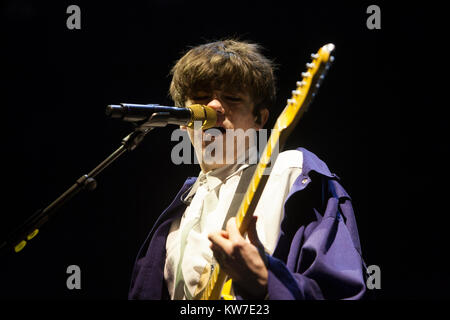 Edinburgh, Scotland 31st December 2017. Declan McKenna on stage in Princess Gardens as part of Edinburgh's Hogmanay.                                   Stock Photo