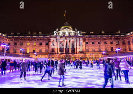 Skate at Somerset House Courtyard, The Strand, London, WC2, England, UK Stock Photo