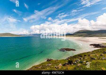 Luskentyre beach at Seilebost on South Harris in the Outer Hebrides. Stock Photo