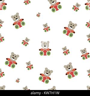 teddy bear seamless pattern on white Stock Vector