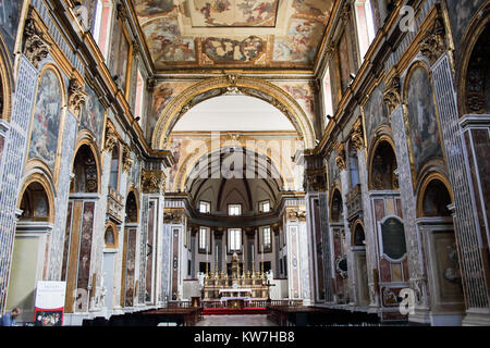 Interior of the baroque church of San Paolo Maggiore in Naples historical center, Italy Stock Photo