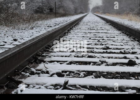 Railroad in a Michigan winter Stock Photo