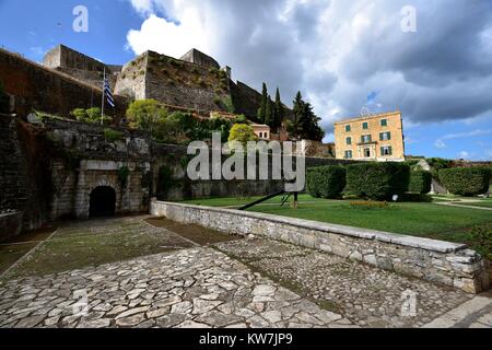 Evening sunlight on the Old Venetian Fortress Corfu in September 2017 Stock Photo