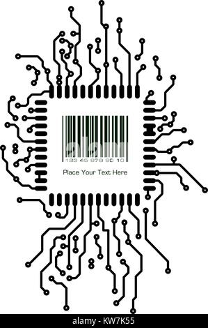 Bar code with border frame in PCB-layout style. Vector illustration. Stock Vector