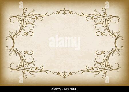 Old frame with the blacked out edges and a blank space for text. Retro vintage greeting card, invitation or template for notes. Stock Vector