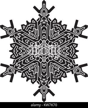 Shape of stylish black snowflake for your design. Vector geometric pattern. Stock Vector