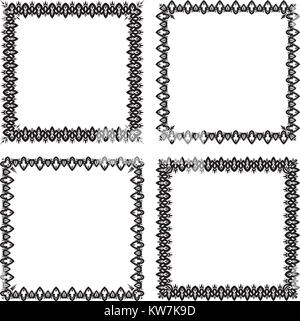 Set of 4 ornate black square frames Stock Vector