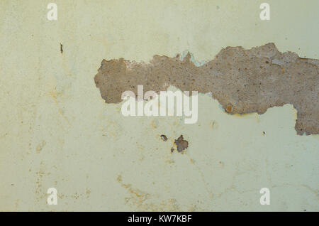 Wall with peeling paint, paint problem. Inadequate paint system, water infiltration. Stock Photo