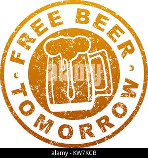 Free beer tommorow design in drynge rubber stamp style. Stock Vector