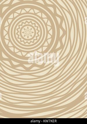Abstract vector background with lace circular ornament in beige tones Stock Vector