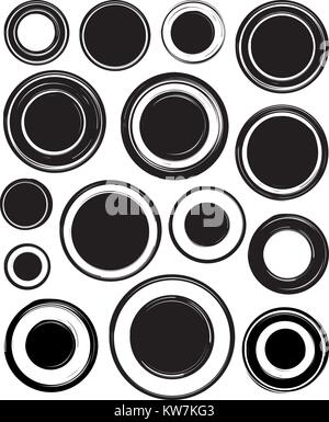 Big set of solid black templates for rubber stamps Stock Vector
