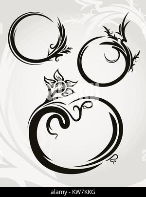 Set of 3 round vintage frames for your design. Vector illustration Stock Vector