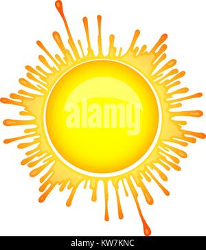 Colorful bright Sun symbol in inkblot style Stock Vector
