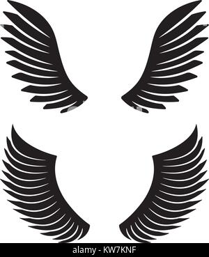 Two pair of black vector wings for your design Stock Vector