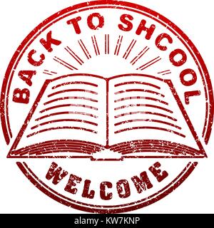 Back to school grunge rubber stamp on white, vector illustration Stock ...