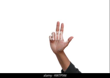 hand show counting number three  on white background Stock Photo