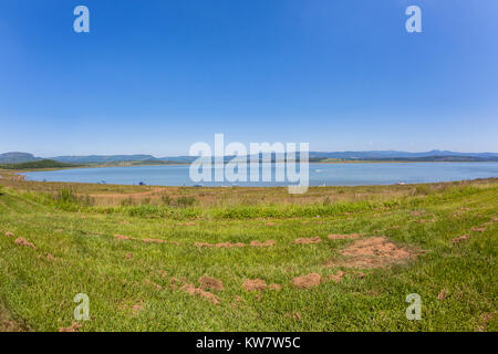 Albert falls dam summer landscape public fishing ski boats holidays. Stock Photo