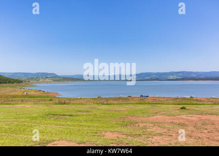 Albert falls dam summer landscape public fishing ski boats holidays. Stock Photo