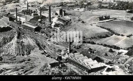 Aerial view of The Lilleshall Iron & Steel Company Ltd  blast furnaces and rolling mills Stock Photo