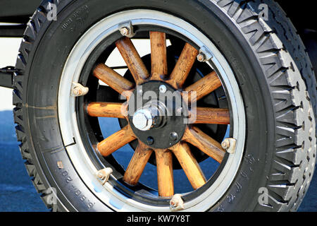 old wood spoke truck wheel tires wheels spokes Stock Photo - Alamy