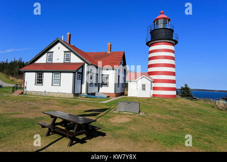 West Quoddy Head Lighthouse, Lubec, Maine Stock Photo