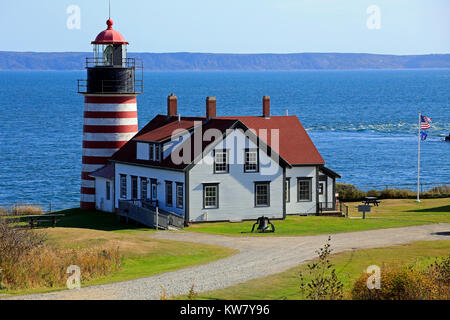 West Quoddy Head Lighthouse, Lubec, Maine Stock Photo