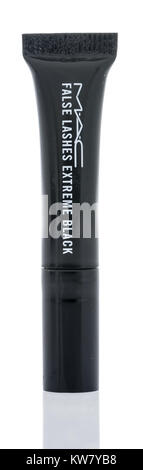 Winneconne, WI - 14 December 2017: A tube of MAC false lashes extreme black mascara on an isolated background. Stock Photo