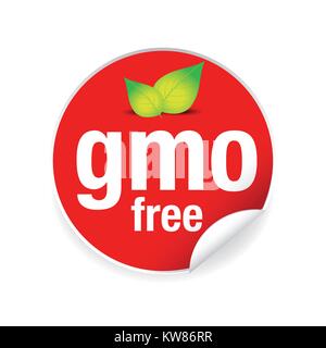 GMO free label tag red Stock Vector