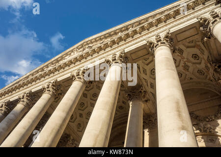 Neo-classical columns at Royal Exchange building, City of London, UK Stock Photo