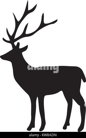 Deer silhouette, Vector illustration Stock Vector