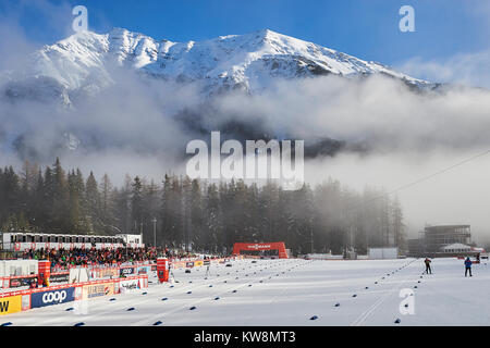 Lenzerheide, Switzerland, 31st December 2017. The Biathlon Arena is ready for the Mens 15 km Classic Competition at the FIS Cross Country World Cup Tour de Ski 2017 in Lenzerheide. © Rolf Simeon/Proclaim/Alamy Live News Stock Photo