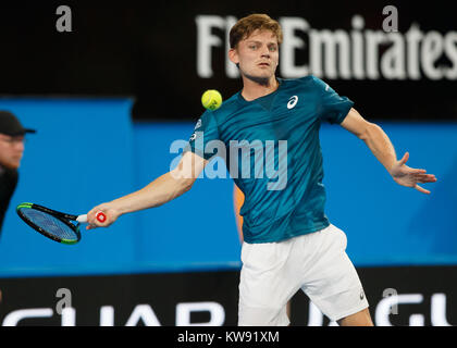 DAVID GOFFIN ( BEL) playing at the Hopman Cup 2018 in the Perth Arena - Perth, Australia. Stock Photo