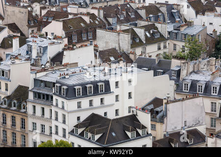 France, Paris (75), roof tops of houses in the 5th arrondissement Stock Photo