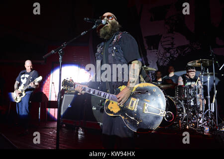 FORT LAUDERDALE, FL - MARCH 17: Lars Frederiksen, Tim Armstrong, Branden Steineckert of Rancid performs at Revolution on March 17, 2016 in Fort Lauderdale, Florida   People:  Lars Frederiksen, Tim Armstrong, Branden Steineckert Stock Photo