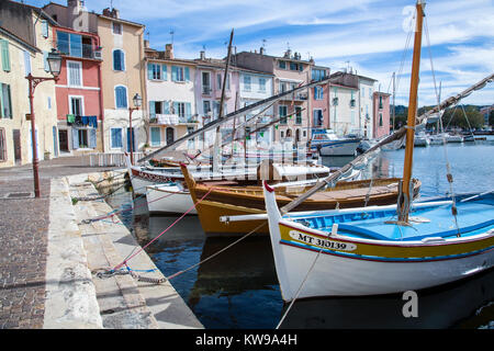 France, Bouches du Rhone, Martigues, traditional boat and houses Stock Photo
