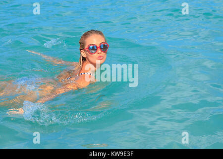 MIAMI BEACH,  FL - JUNE 17: (EXCLUSIVE COVERAGE) Miami Model that keeps saying NO to 'Keeping Up with the Kardashians' bad boy Scott Dislike Selena Weber at Cabana del sol photo shoot on June 17, 2017 in Miami Beach, Florida.   People:  Selena Weber Stock Photo