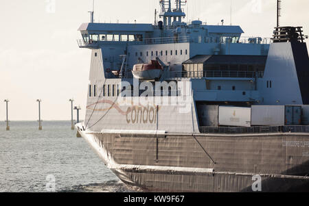 The channel island ferry, Commodore Clipper, departing Portsmouth Harbour Stock Photo