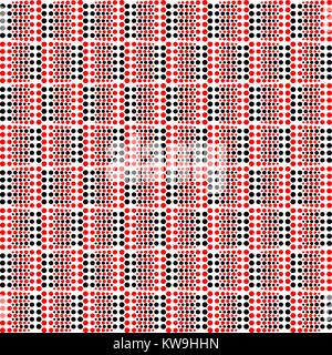 Background of red and black circles and dots Stock Vector