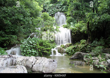 Waterfall and rocks in the park, Guilin, China Stock Photo