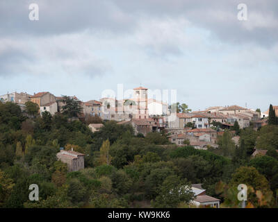 french hilltop village of Bellegarde-du-Razes in Languedoc Stock Photo